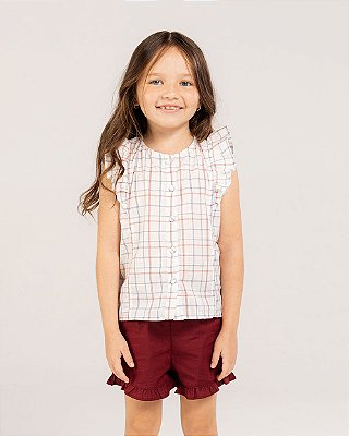 Camisa serena Xadrez azul + bordô