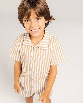 Camisa bálsamo Listrado amêndoa