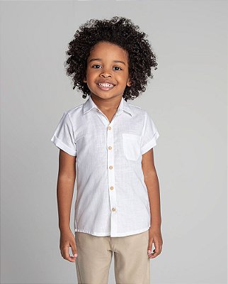Camisa madeira manga curta Branco