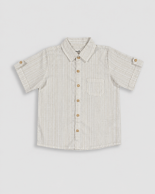 Camisa madeira manga curta Bege