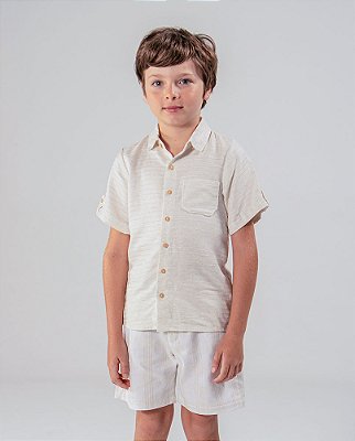 Camisa madeira manga curta Natural