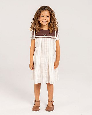 Vestido linhas Listrado areia