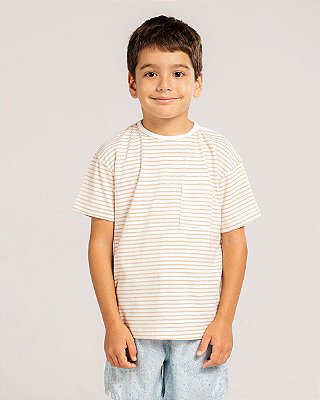 Camiseta essência Listrado amêndoa