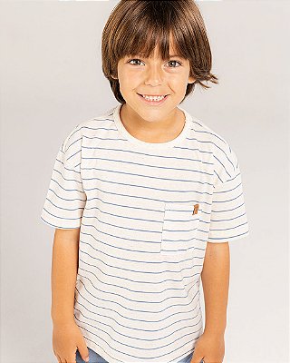 Camiseta essência Cru + listra azul