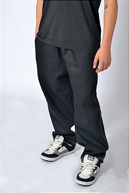 Calça Balão Preta em Jeans