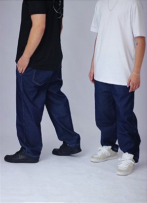 Calça Balão Escura em jeans