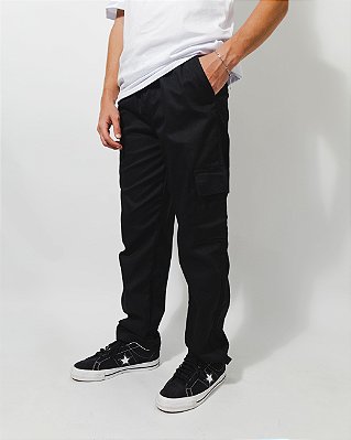 Calça Cargo Sarja Preta Unissex