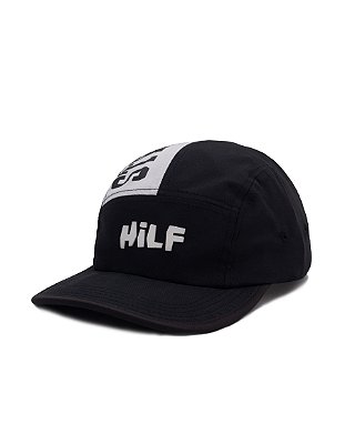 Boné five panel Hilf Streetwear (branco e preto)