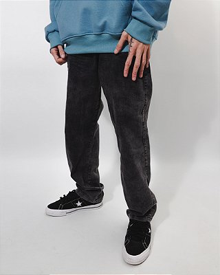 Calça Reta jeans Marmorizada