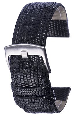 PULSEIRA DE COURO LIZARD PRETO