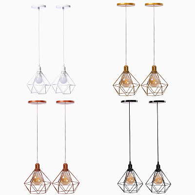 Kit 2 Pendentes Lustre Luminária Aramado Diamante