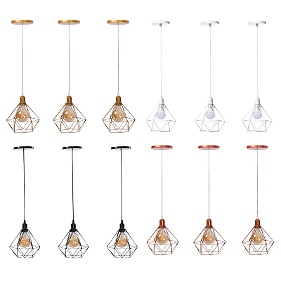 Kit 3 Pendentes Lustre Luminária Aramado Diamante