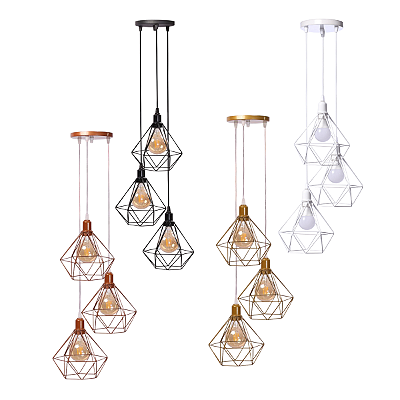 Triplo Pendente Luminária Diamante