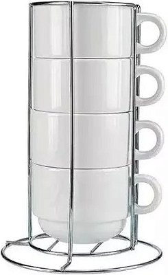 Kit 4 canecas 180ml + Suporte