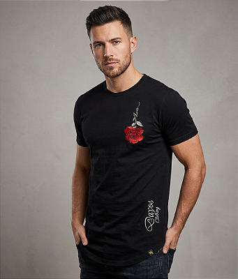 Camiseta Longline Algodão Dayos Red Rose Ref 604