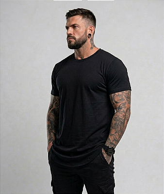 Camiseta Longline Lisa Algodão Premium Dayos Clothing Ref l12