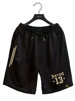 Bermuda Dryfit Preta Dayos Gold 13 Ref b414