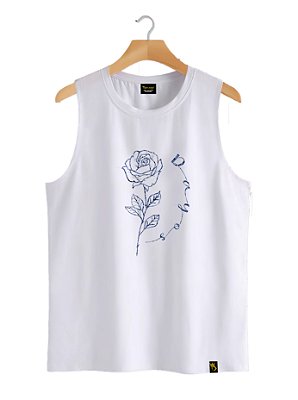 Camiseta Regata Algodão Rosa Brilhante Ref R11