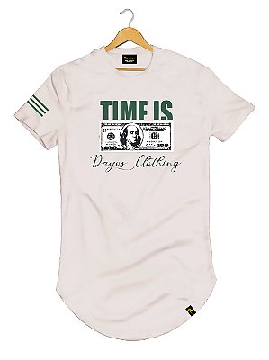 Camiseta Longline Algodão Time Is Money Ref l47