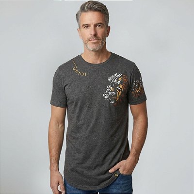 Camiseta Longline Algodão Lion Orange Ref l53