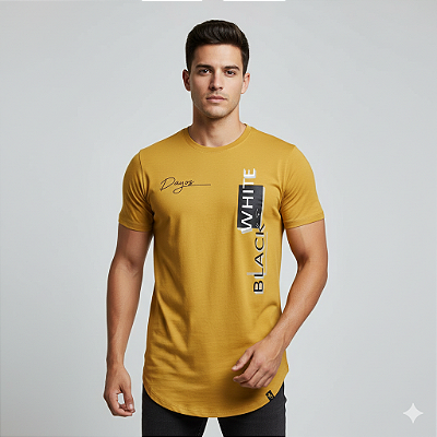 Camiseta Longline Algodão Black Or White Dayos Ref l75