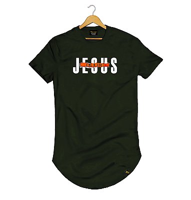 Camiseta Longline Algodão Jesus Is King Ref l80