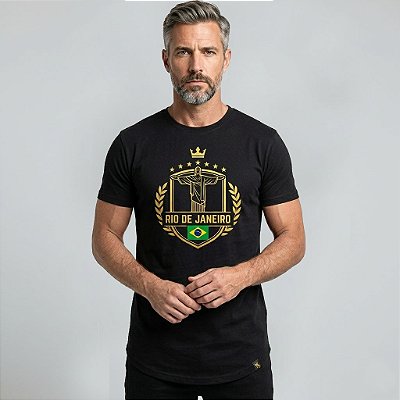 Camiseta Longline Algodão Brasil Rio de Janeiro Ref l84