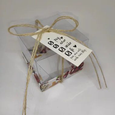 10un. Caixa Mini Bolo Acetato - Desejos de Natal