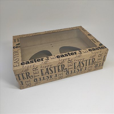 10un. Caixa 02 Ovos de Colher 250g ou 150g Visor - Kraft Happy Easter