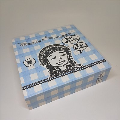 10un. Caixa Borda 09 doces Gaveta - Cactos Azul