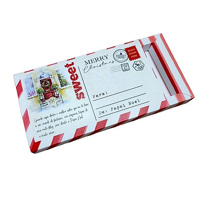 10un. Caixa 01 Barra Chocolate 100g - Postal Sweet Christmas