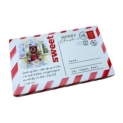 10un. Caixa 01 Barra Chocolate 250g ou 260g - Postal Sweet Christmas
