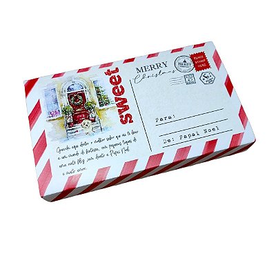 10un. Caixa 01 Barra Chocolate 300g - Postal Sweet Christmas