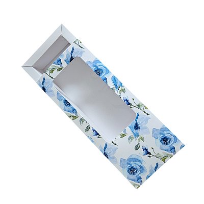 10un. Caixa Borda 12 doces Gaveta Visor - Flower Blue