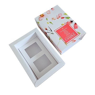 Caixa Borda para 2 Velas 6x5  -  Flor de Cerejeira