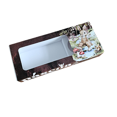 10un. Caixa Borda 12 doces Gaveta Visor com berço - Páscoa Encantada