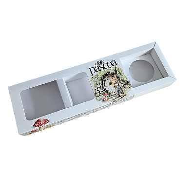 10un. Caixa Borda 12 doces Gaveta Visor com berço - Florest Easter