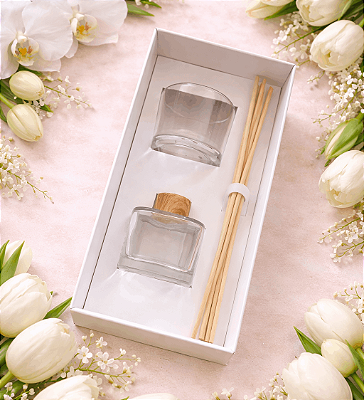 Caixa encaixe para 1 vela pote patê e 1 difusor de 100 - SEM O VIDRO