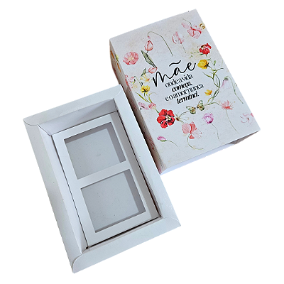 Caixa Borda para 2 Velas - Patê - Flores Amarelas