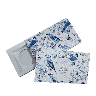 10un. Caixa para 2 latinhas de vela de 50 ml - Birds Blue 2