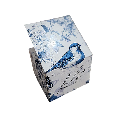 10un. Caixa 01 Vela Pote Patê - Birds Blue 2