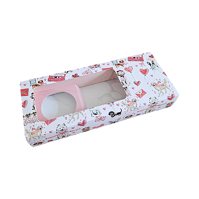 10un. Caixa Borda 12 doces Gaveta Visor com berço - Love Pet