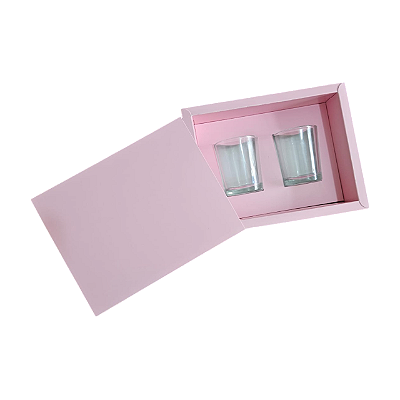 Caixa Borda para 2 velas de 70g - Rosa