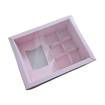 Caixa Borda para 1 vela de 70g + 6 doces - Rosa