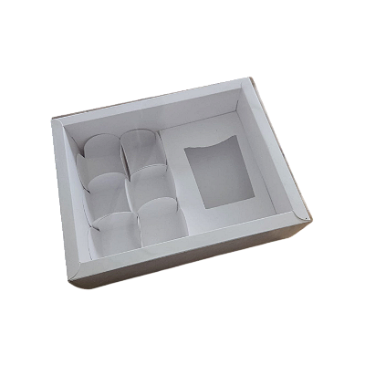 Caixa Borda para 1 vela de 70g + 6 doces - BRANCA