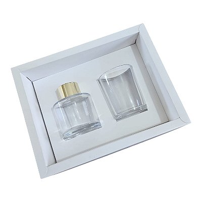10 Caixa Borda para 1 vela de 70 e um difusor de 60ml - Branca