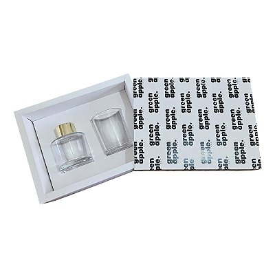 Caixa Borda para 1 vela de 70g + 1 home spray de 60ml - personalize