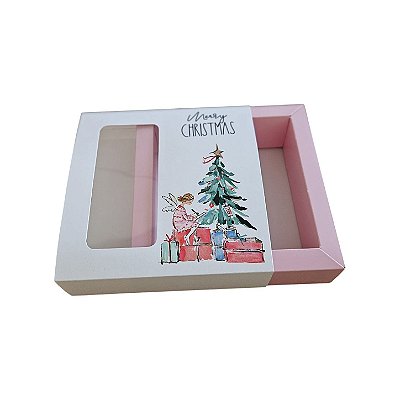 10un. Caixa Borda 09 doces Gaveta Visor - Anjo Rosa