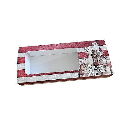 10un. Caixa Borda 12 doces Gaveta Visor - Bear Christmas