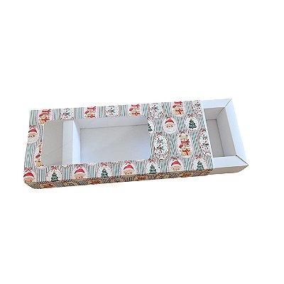 10un. Caixa Borda 12 doces Gaveta Visor - Funny Christmas